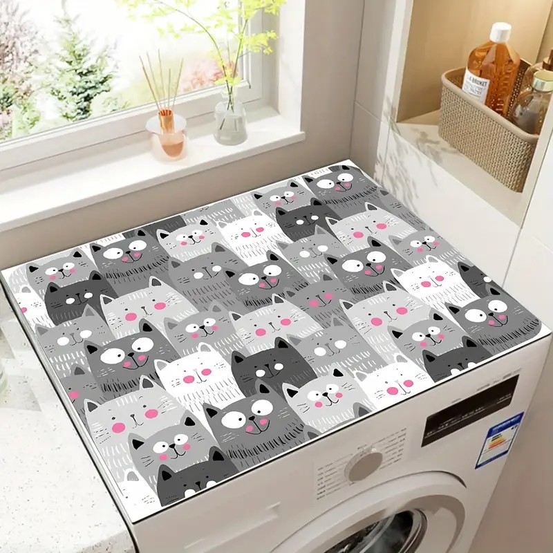 Food Prep Mat - Colorful Cat Print Kitchen Drying Mat
