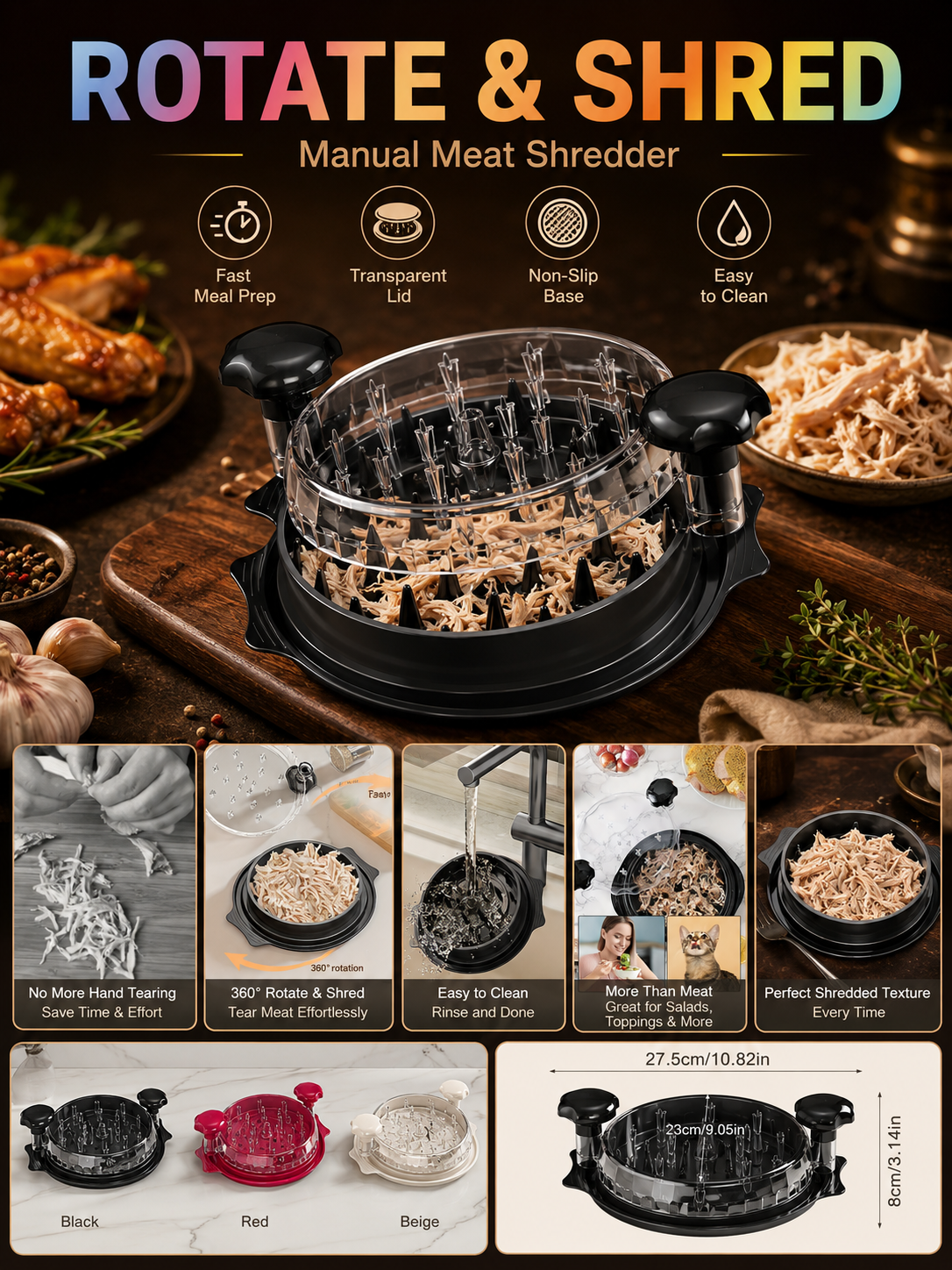 Meal Prep With Chicken - Multifunctional Chicken Shredder Manual Meat Processor,
