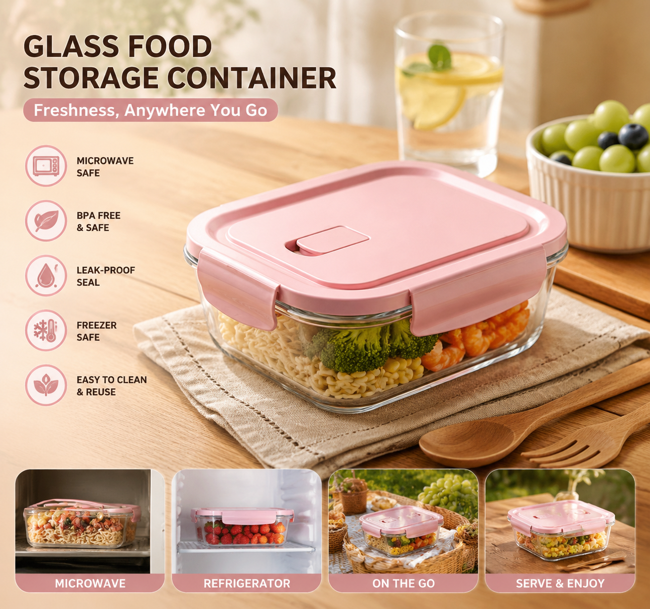 Meal Prep Box - High Borosilicate Glass Food Storage Container