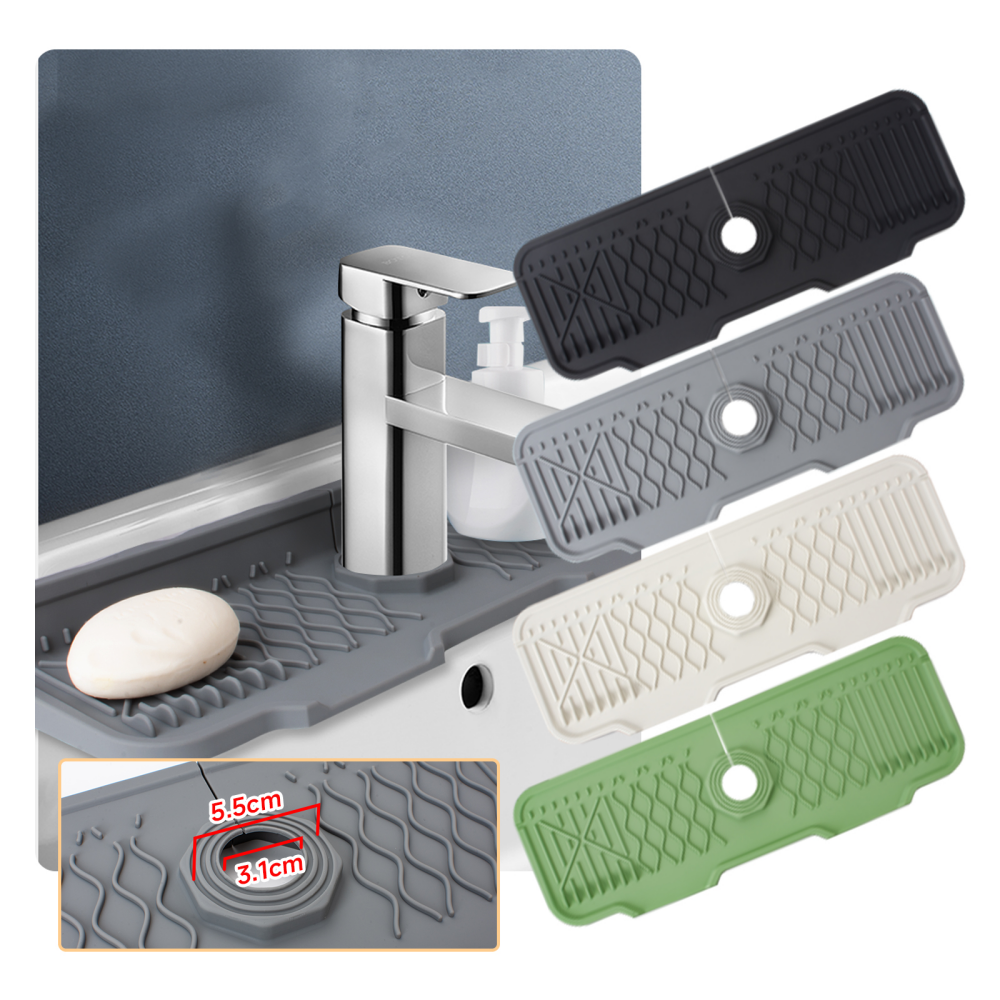 Food Prep Mat - Non-slip Silicone Kitchen Drain Mat, Suitable