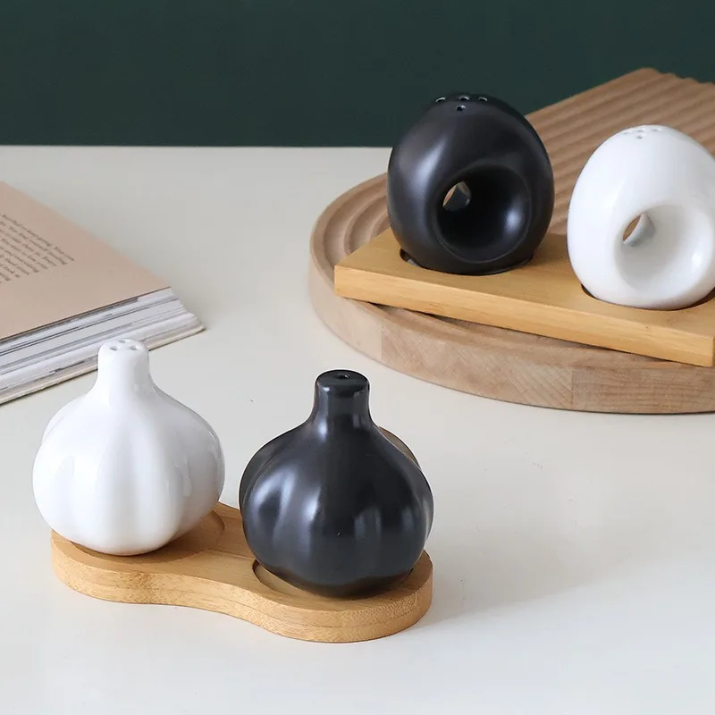 Herb Keeper Bottle - Japanese Simple Black White Ceramic Seasoning