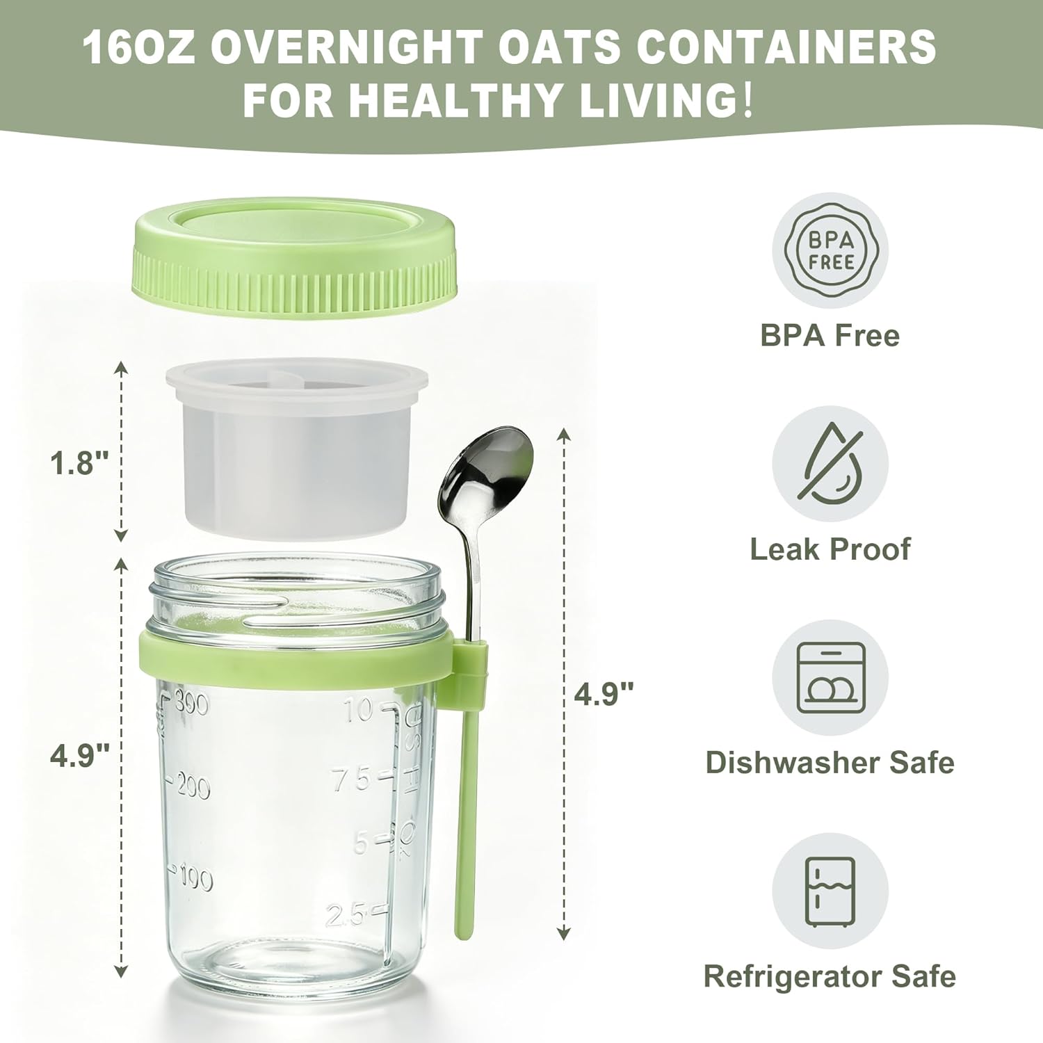 4Pcs Overnight Oats Containers - Meal Prep Jars With Lids avaliação e preço