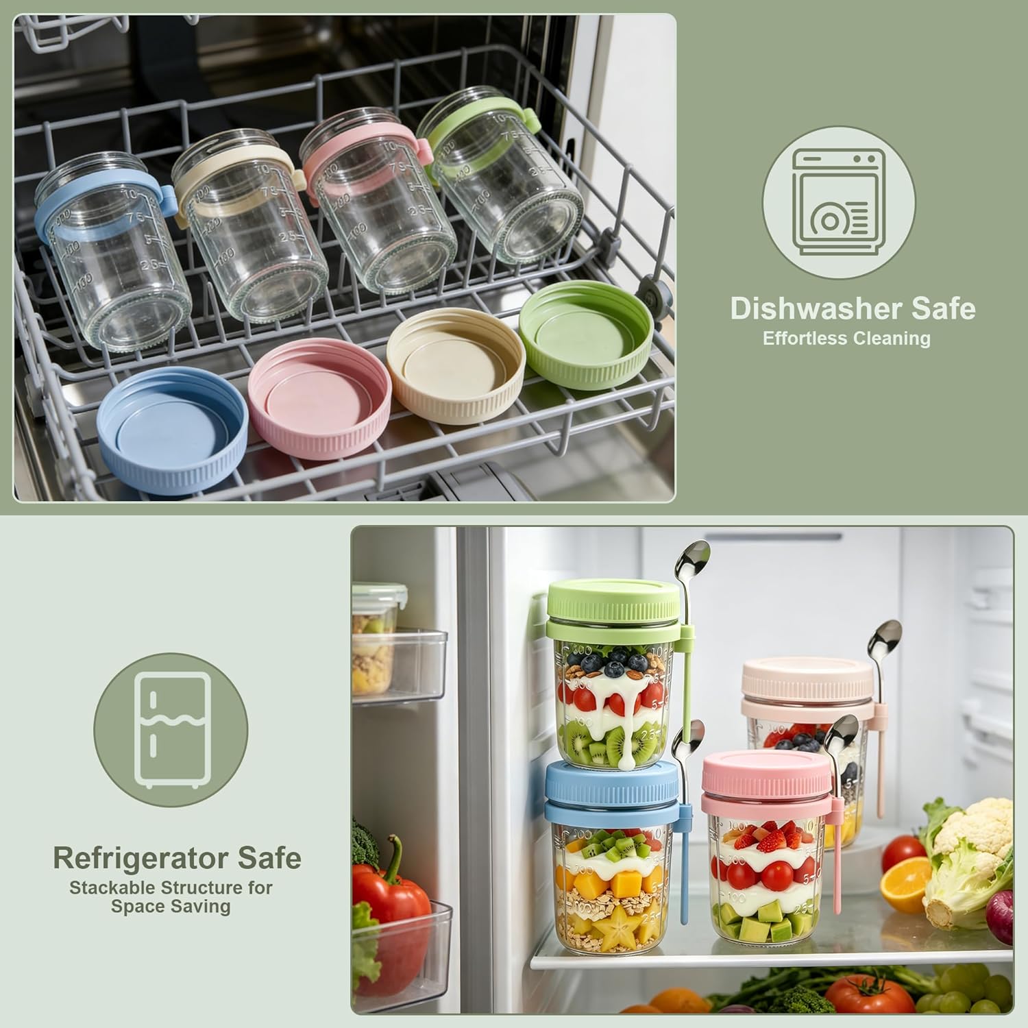 4Pcs Overnight Oats Containers - Meal Prep Jars With Lids avaliação e preço