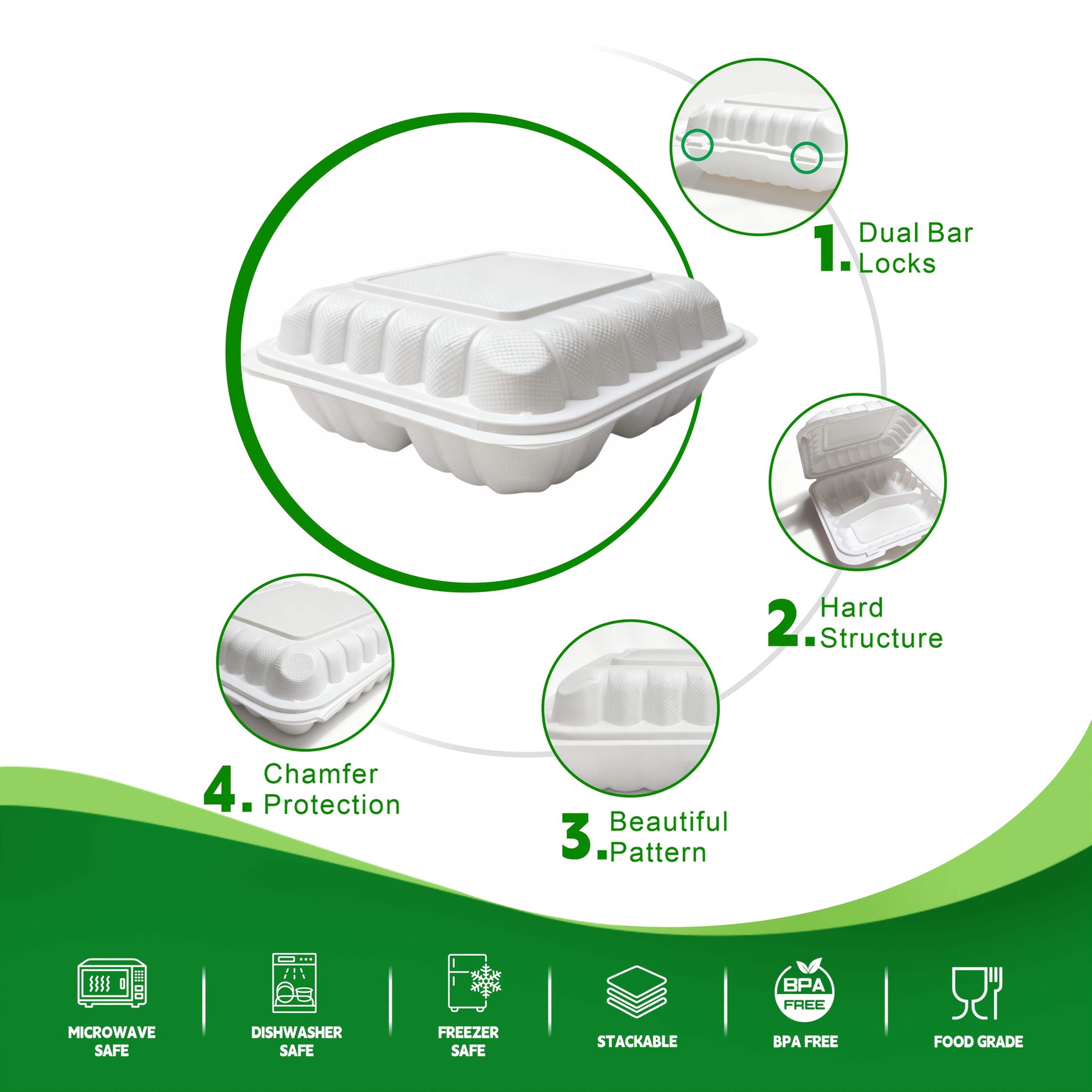 50-Pack 9x9 Inch 3-Section Cla - Meal Prep No Microwave avaliação e preço