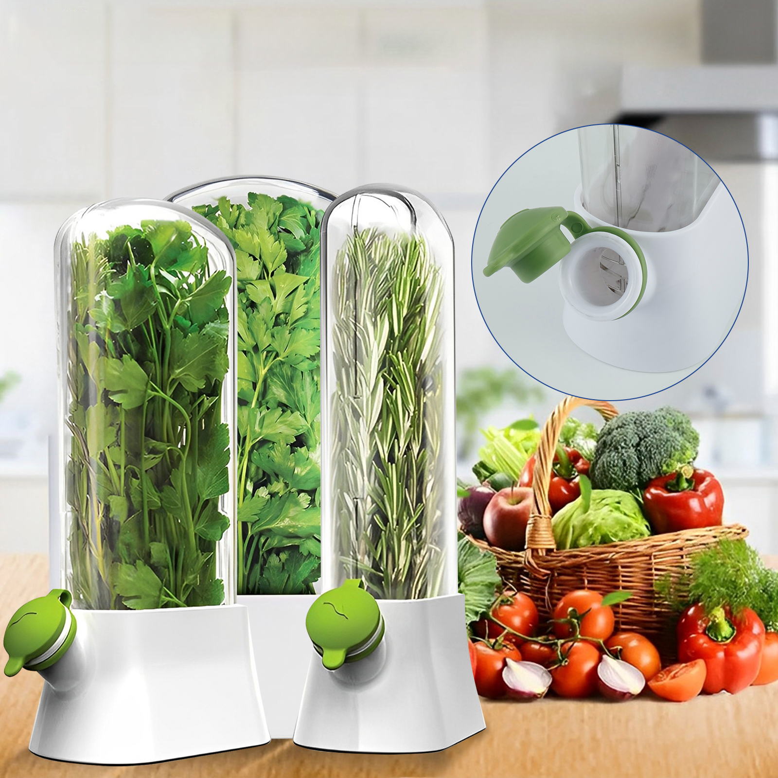 4/1PC Herb Freshkeeping Box Fr - Herb Keeper Bottle avaliação e preço