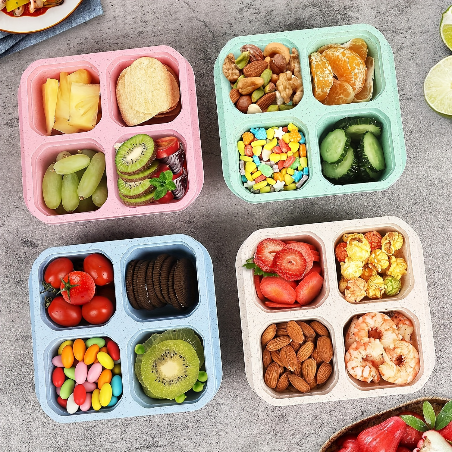 3pcs Bento Snack Boxes with Li - Meal Prep No Microwave avaliação e preço