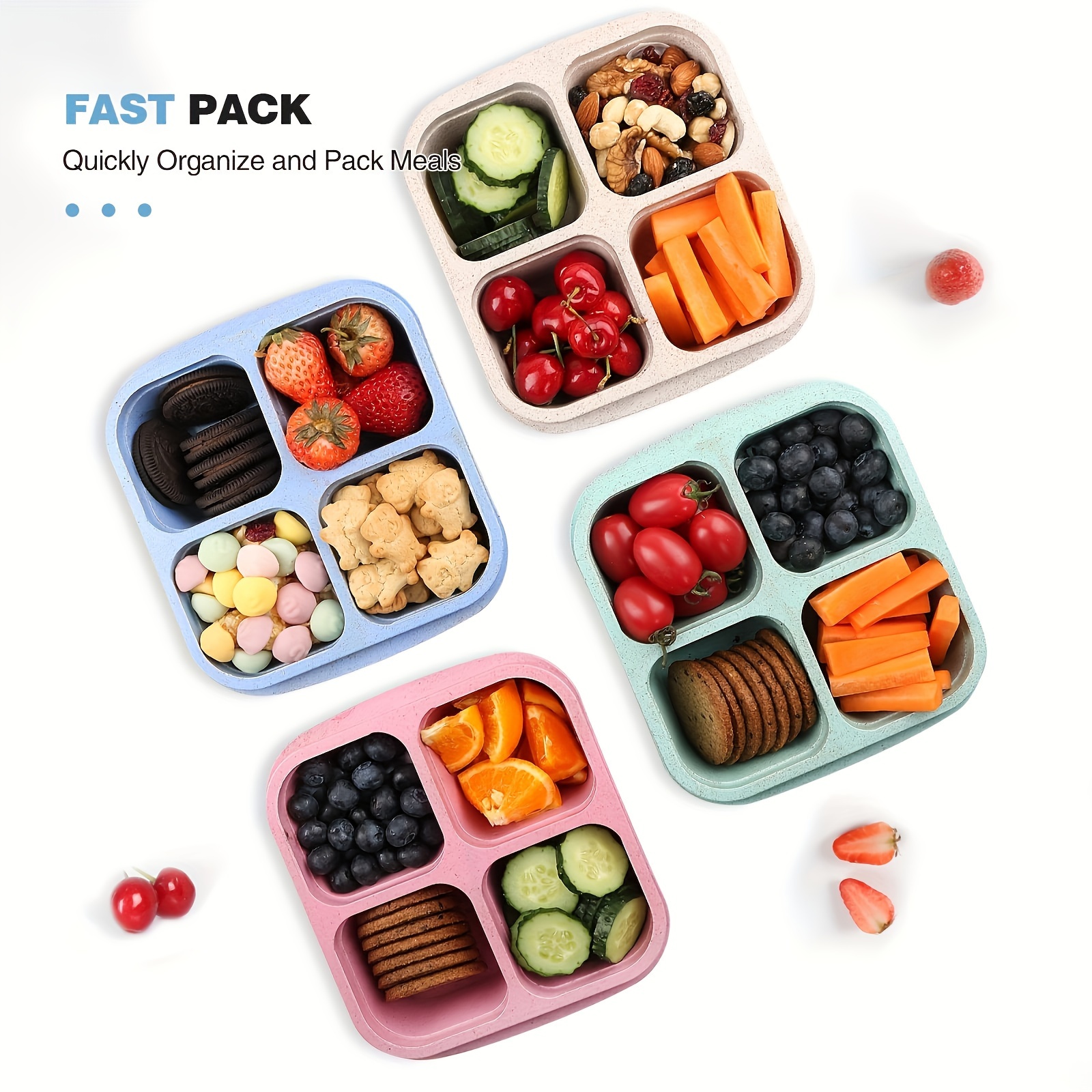 3pcs Bento Snack Boxes with Li - Meal Prep No Microwave avaliação e preço