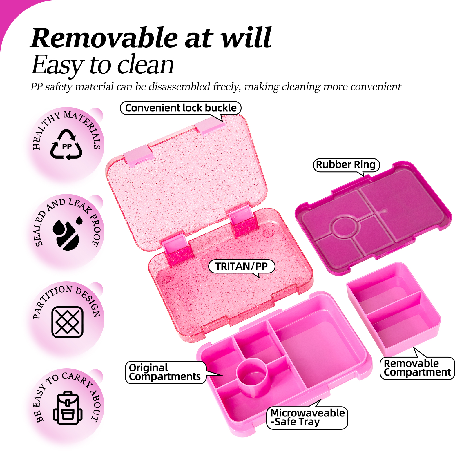 Glitter Style Kids Bento Lunch - Meal Prep Box avaliação e preço