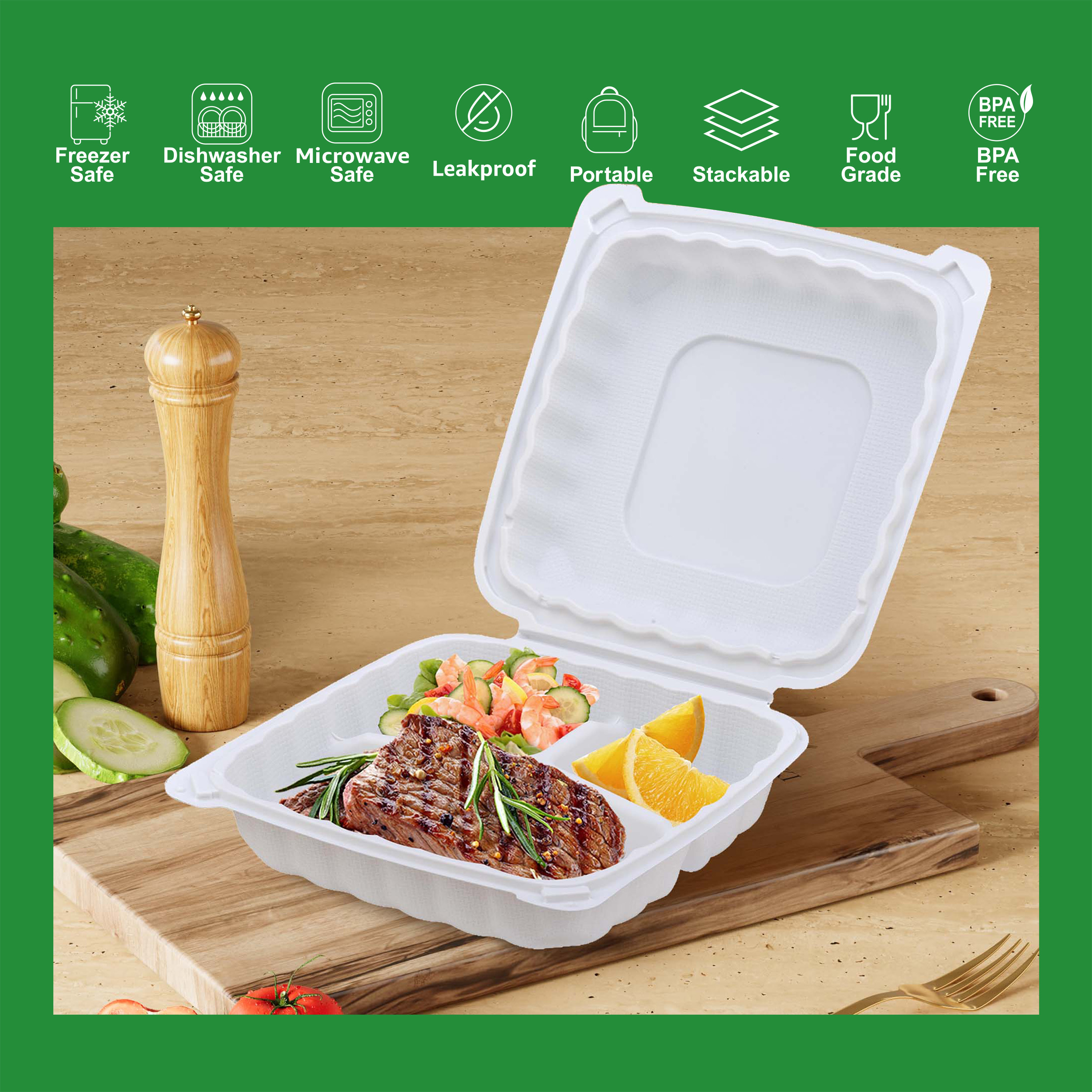 120-Piece 8-Inch & 9-Inch 3-Se - Meal Prep No Microwave avaliação e preço
