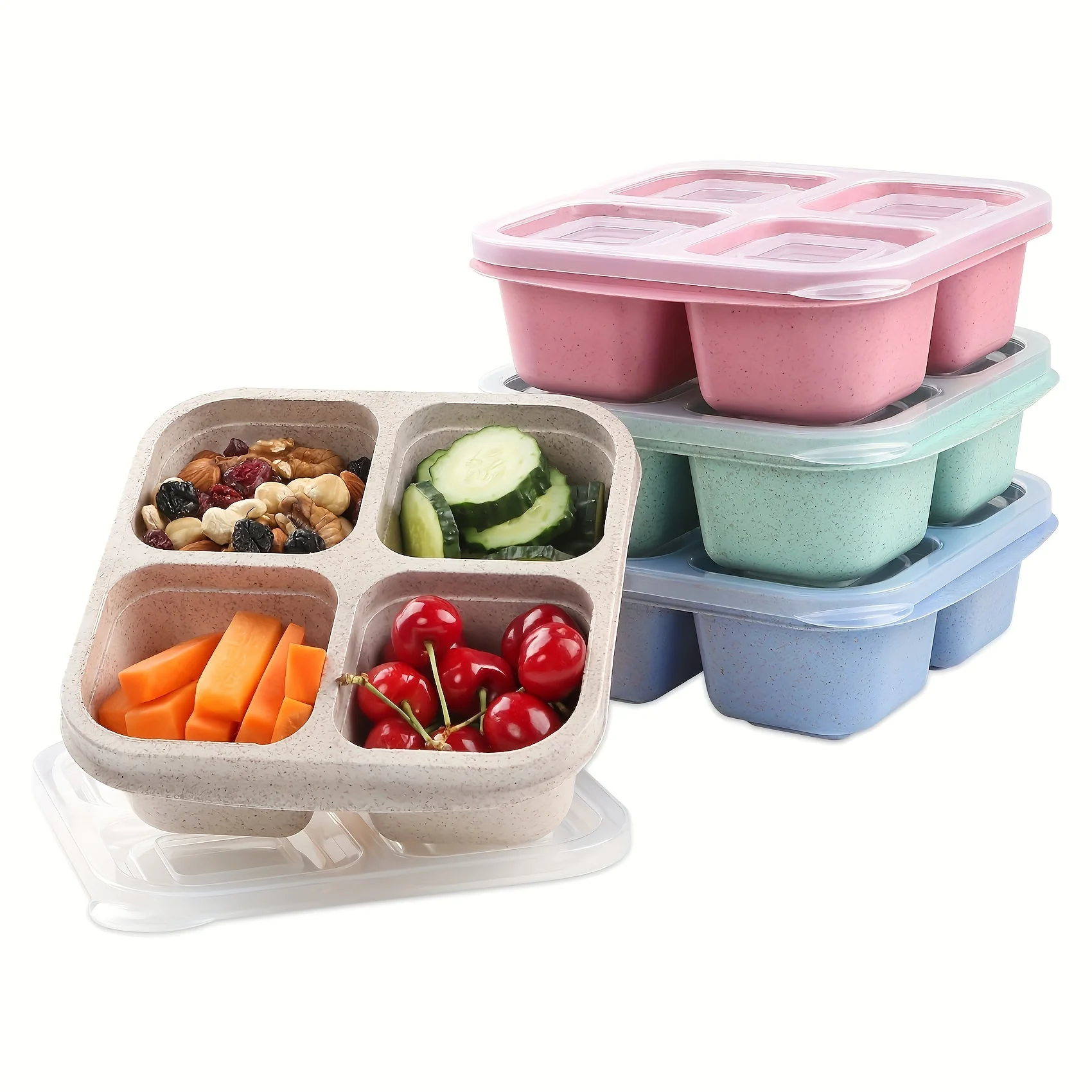 Snack Box with Four Transparen - Meal Prep Box avaliação e preço