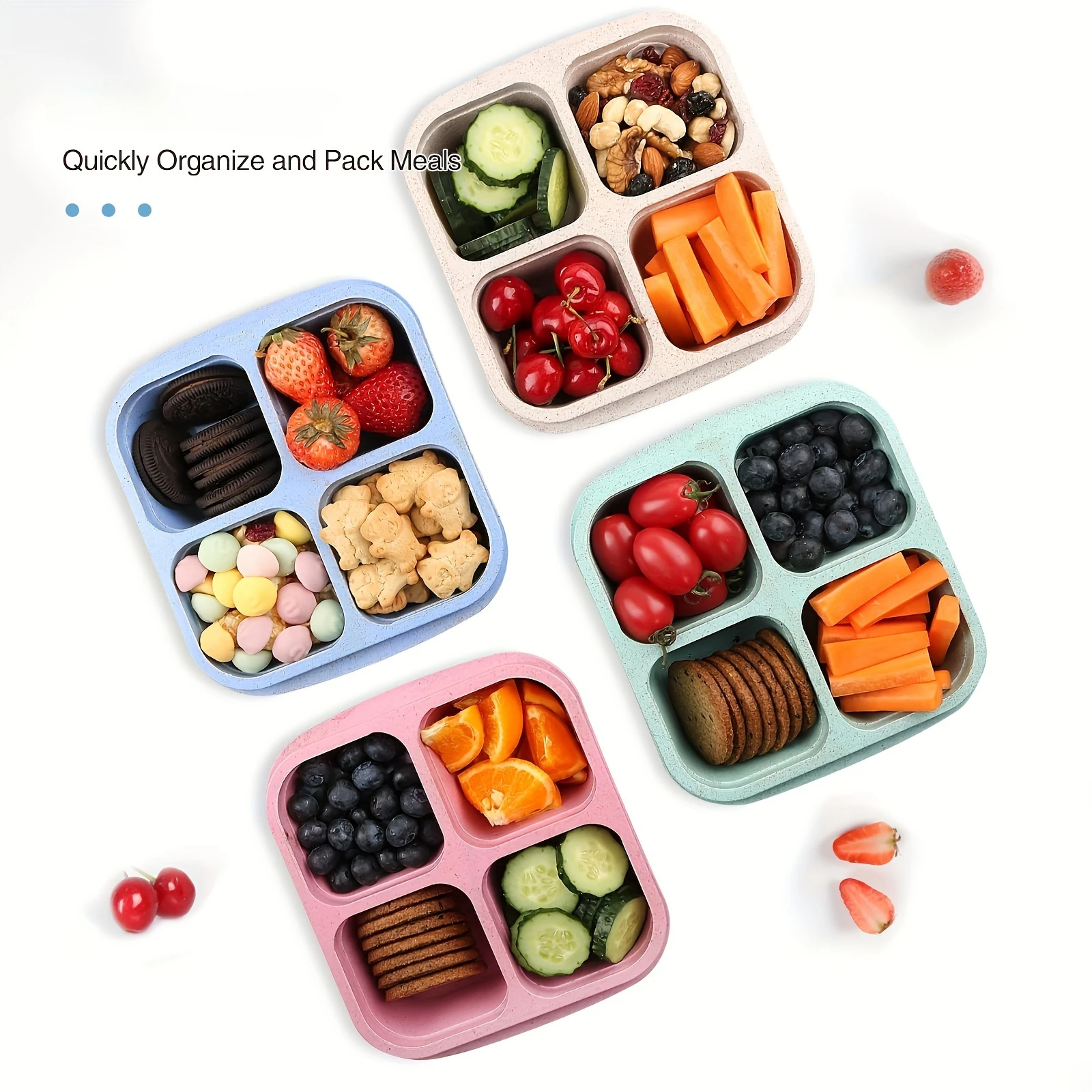 Snack Box with Four Transparen - Meal Prep Box avaliação e preço