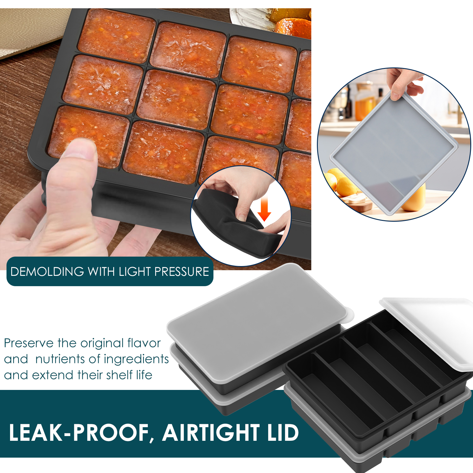 4 Pack Silicone Freezer Tray w - Meal Prep Jars With Lids avaliação e preço