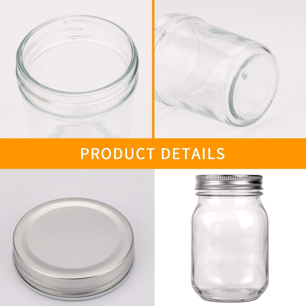 16 Pack 16oz Glass Mason Jars  - Meal Prep Jars With Lids avaliação e preço