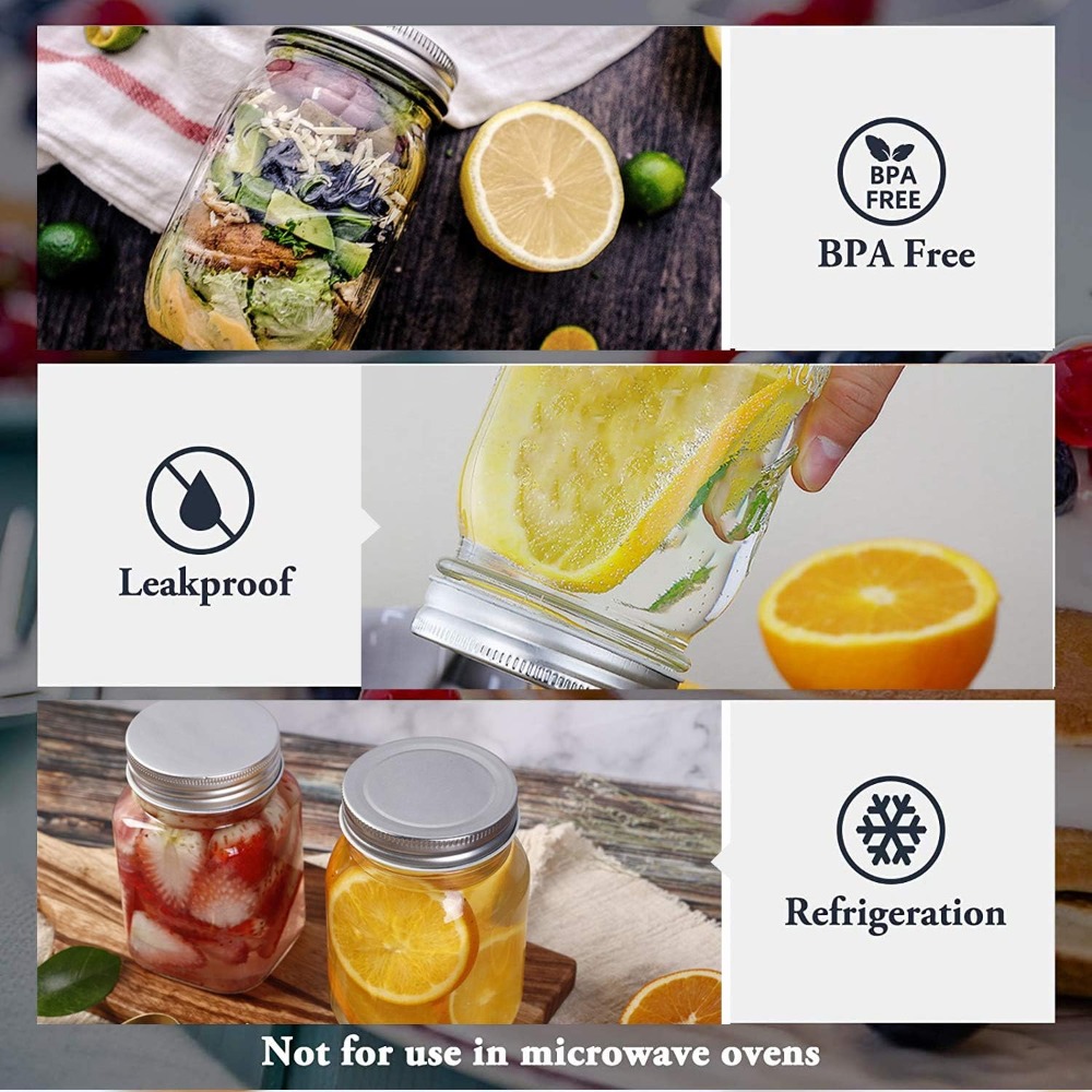 16 Pack 16oz Glass Mason Jars  - Meal Prep Jars With Lids avaliação e preço