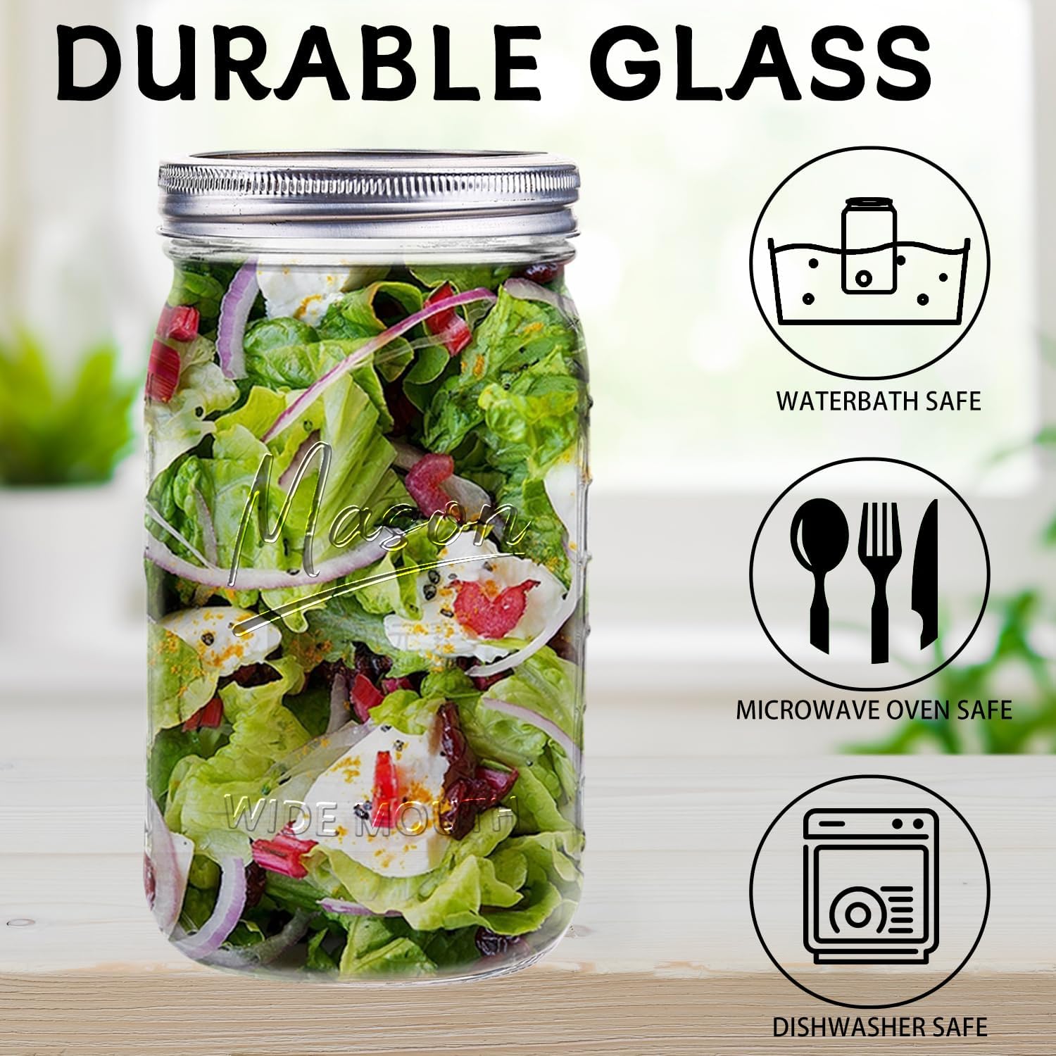 Jars 32 oz,12 Pack Quart Wide  - Meal Prep Jars With Lids avaliação e preço