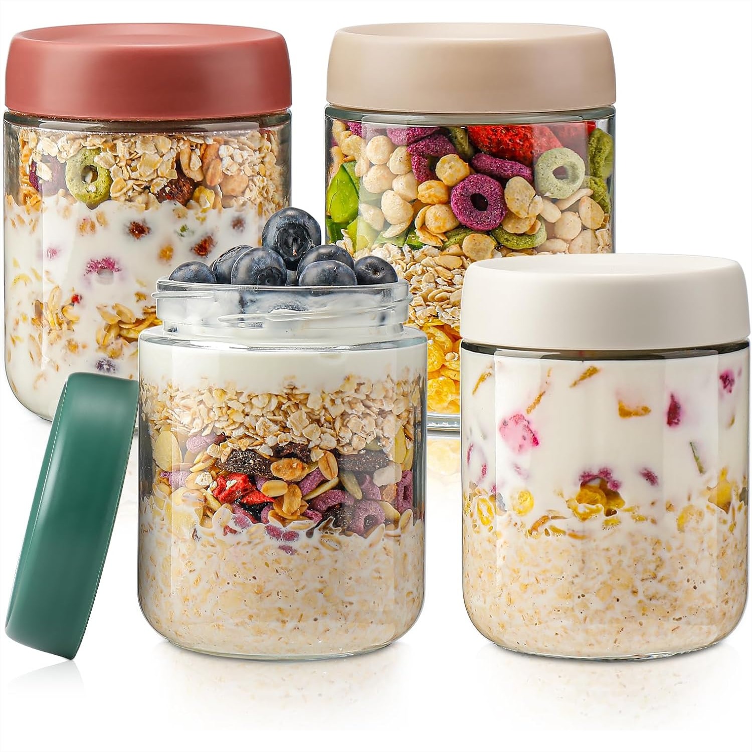 Glass Overnight Oats Container - Meal Prep Jars With Lids avaliação e preço