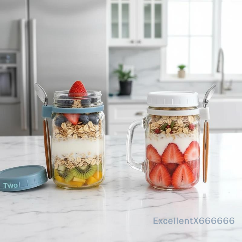 500ml Glass Container for Over - Meal Prep Jars With Lids avaliação e preço