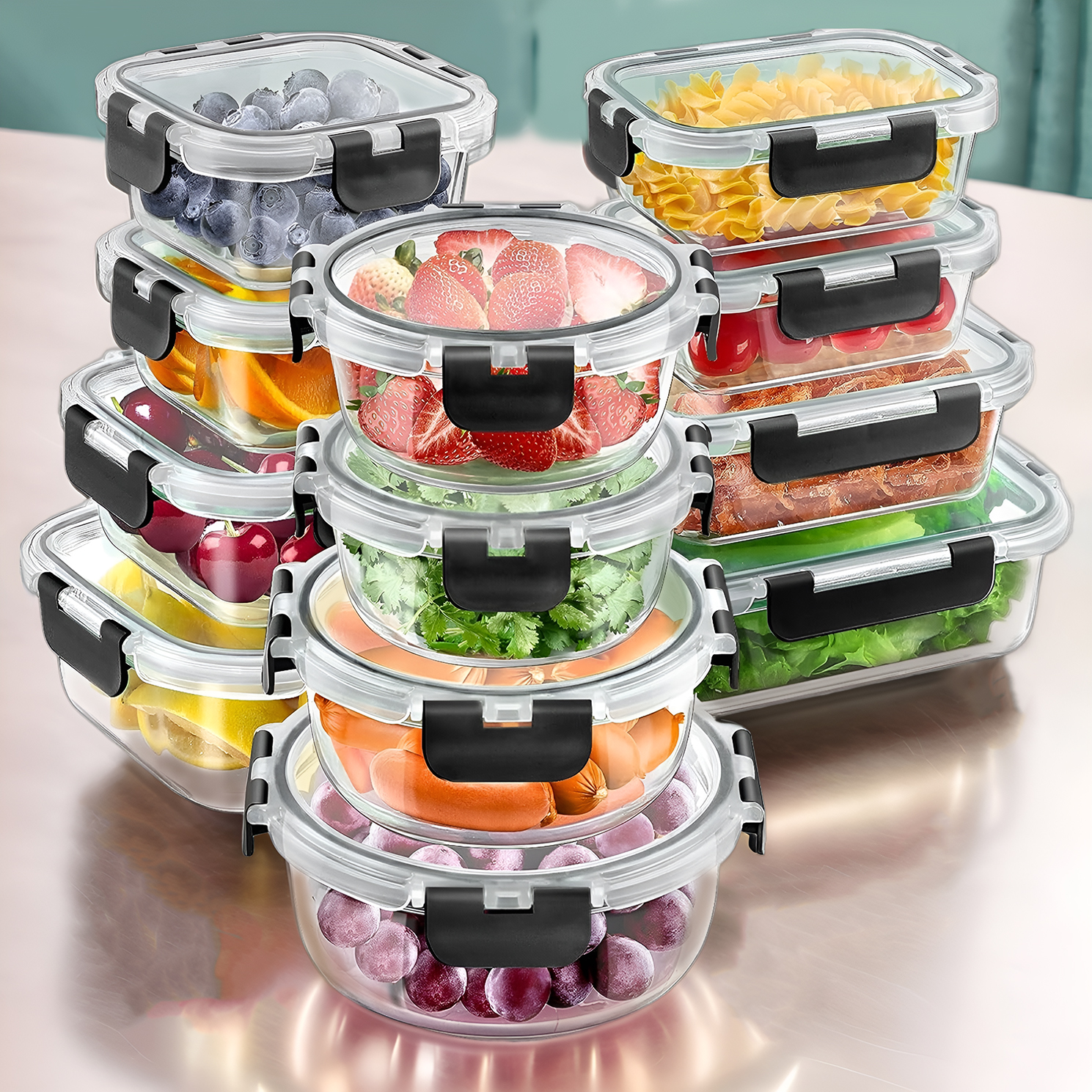 12pcs Glass Lunch Box Food Sto - Meal Prep No Microwave avaliação e preço
