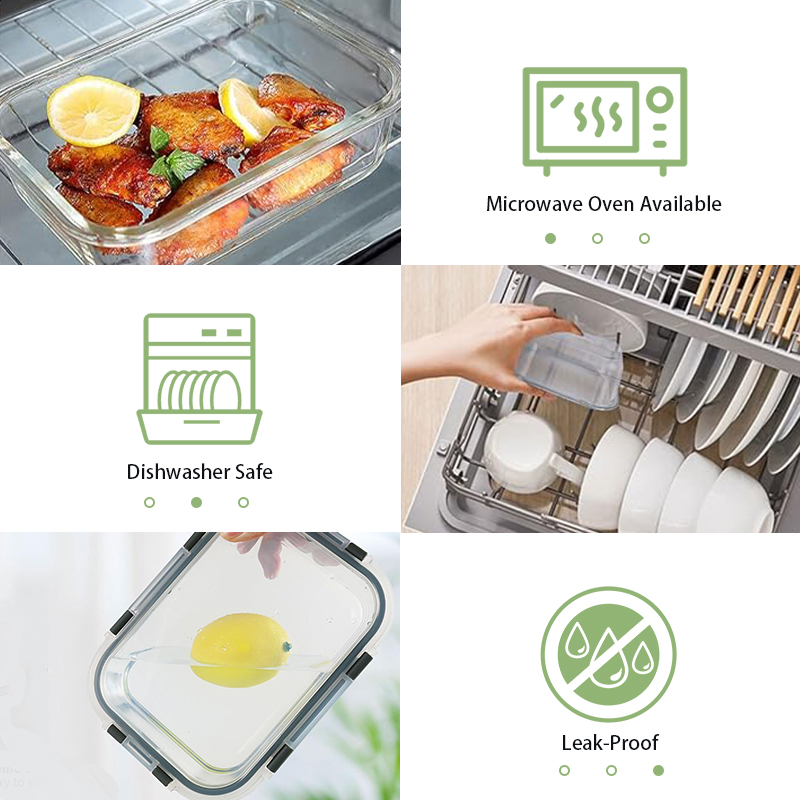 12pcs Glass Lunch Box Food Sto - Meal Prep No Microwave avaliação e preço