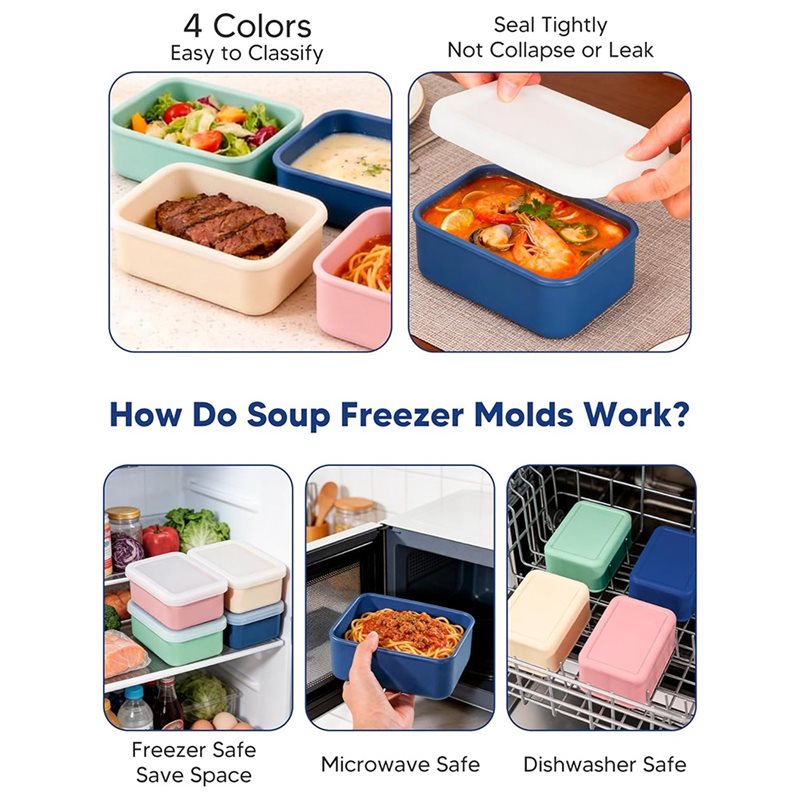 AB33-4-Pack Silicone Freezer M - Meal Prep Box avaliação e preço