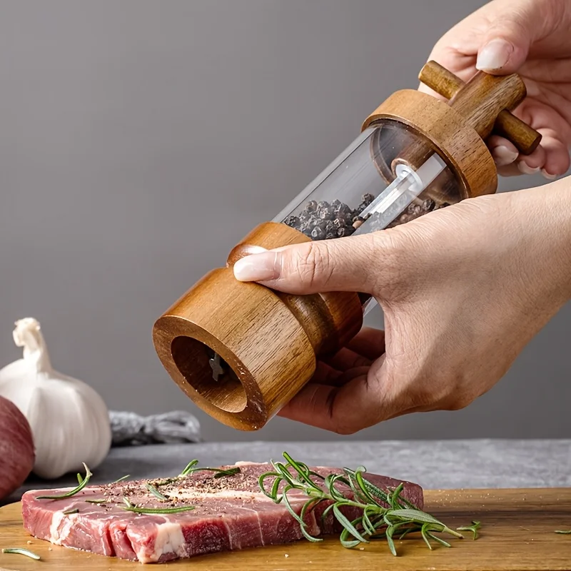 Acacia Wood Manual Black Peppe - Herb Keeper Bottle avaliação e preço
