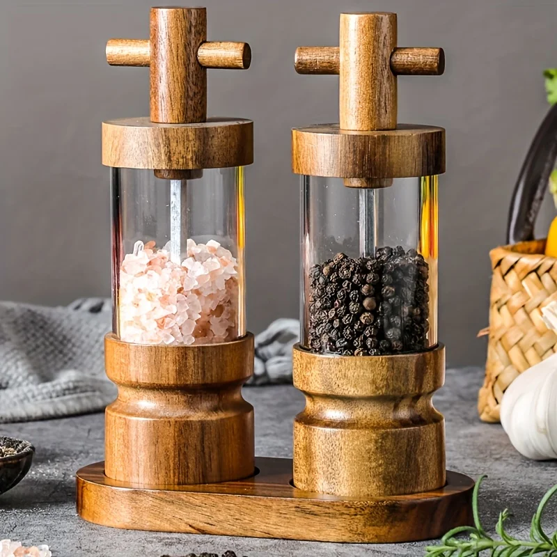 Acacia Wood Manual Black Peppe - Herb Keeper Bottle avaliação e preço