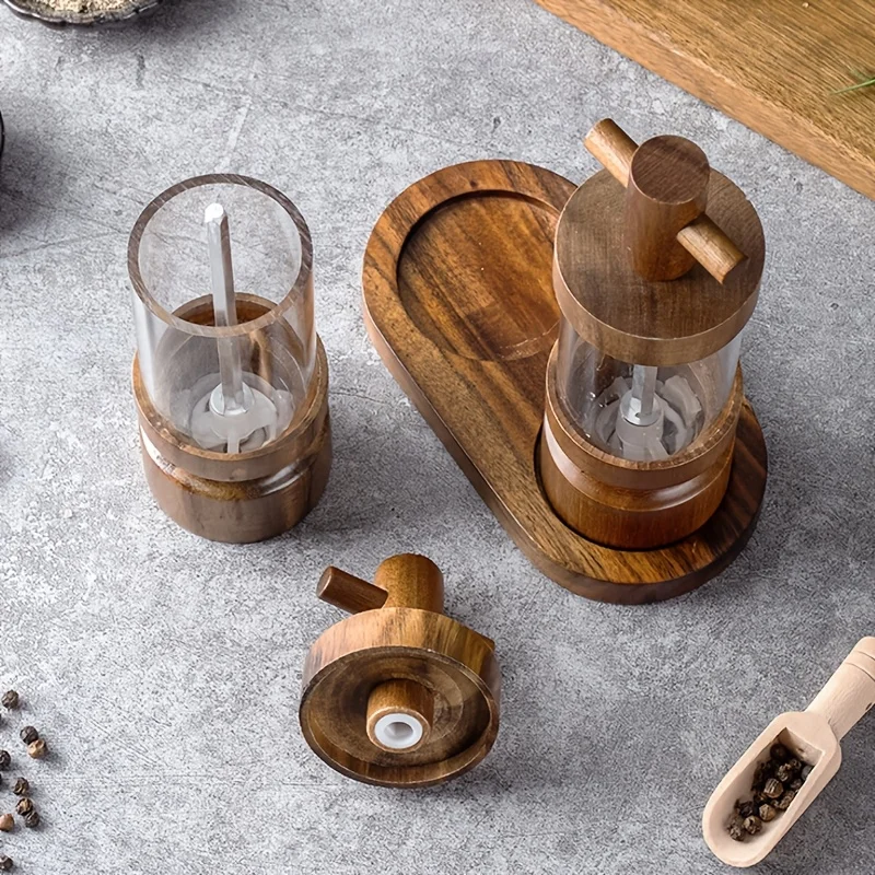 Acacia Wood Manual Black Peppe - Herb Keeper Bottle avaliação e preço