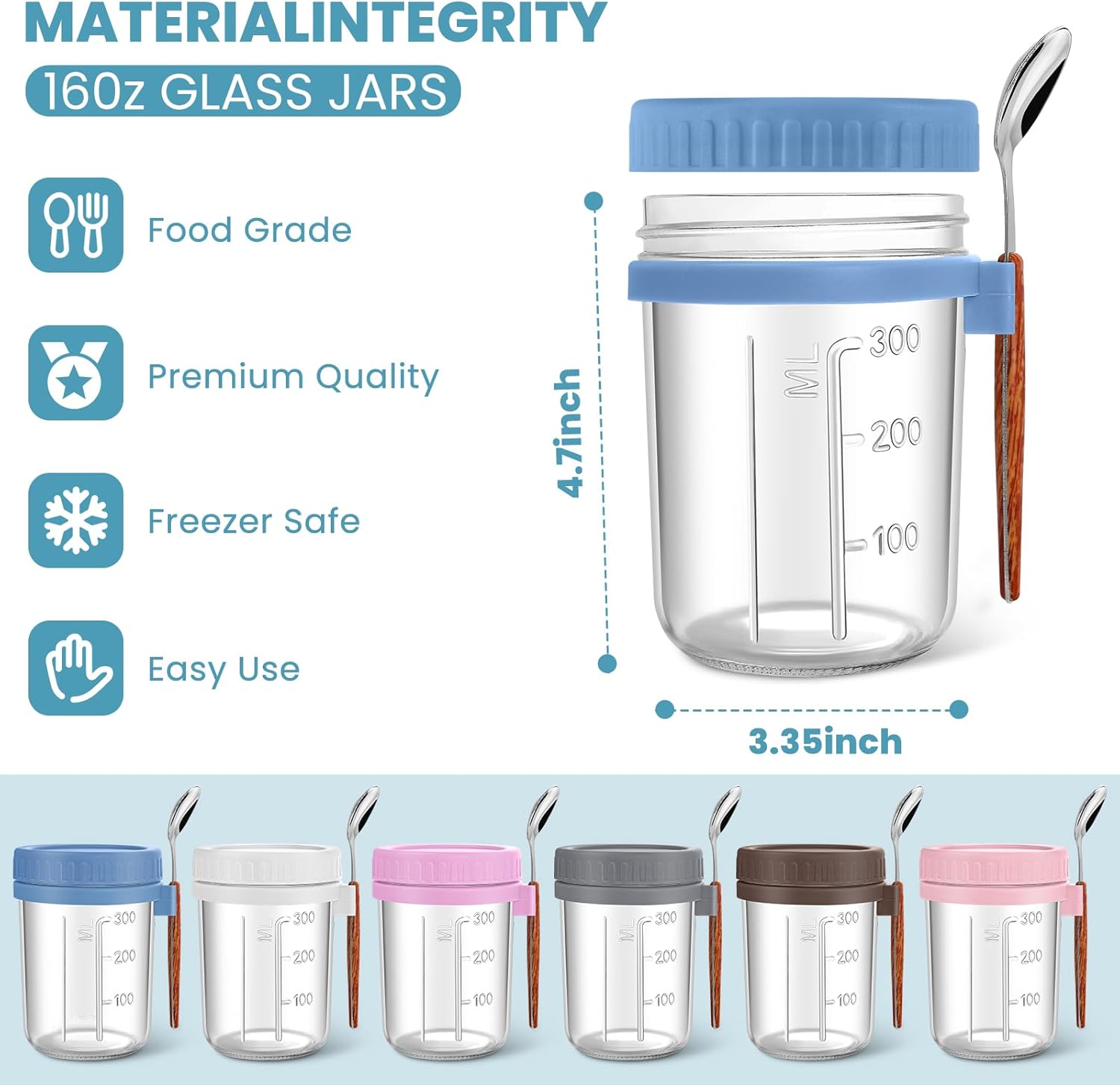 Overnight Oats Jars 16 oz with - Meal Prep Jars With Lids avaliação e preço