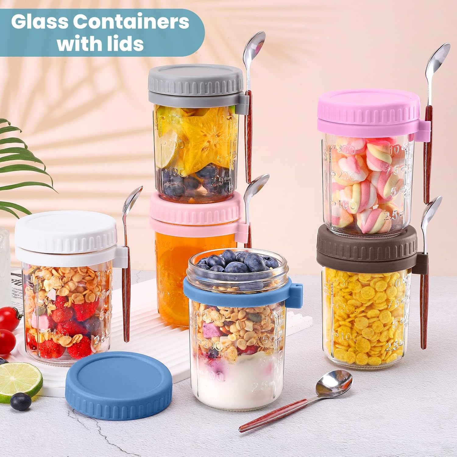Overnight Oats Jars 16 oz with - Meal Prep Jars With Lids avaliação e preço