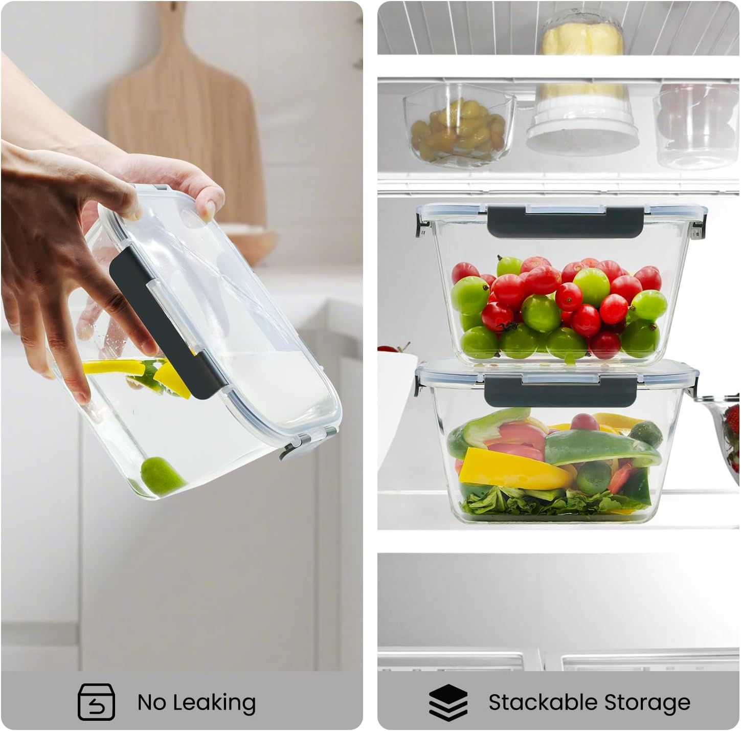 Large Glass Storage Containers - Meal Prep With Chicken avaliação e preço